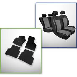 Conjunto: tapetes de veludo + capas feitas sob medida para Volkswagen Passat B6 Sedan (2005-2010) – Premium cinza