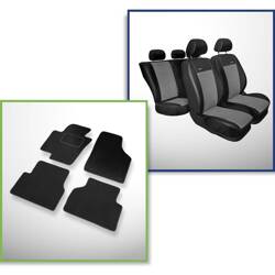 Conjunto: tapetes de veludo + capas feitas sob medida para Volkswagen Tiguan SUV (2007-2016) – Premium cinza