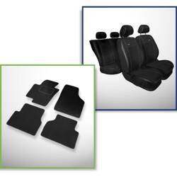 Conjunto: tapetes de veludo + capas feitas sob medida para Volkswagen Tiguan SUV (2007-2016) – Premium preto