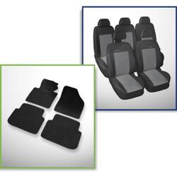 Conjunto: tapetes de veludo + capas feitas sob medida para Volkswagen Touran Minivan (2003-2010) – Elegance P-2