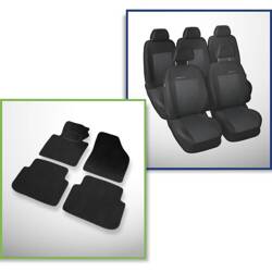 Conjunto: tapetes de veludo + capas feitas sob medida para Volkswagen Touran Minivan (2003-2010) – Elegance P-3