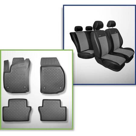 Conjunto: tapetes TPE + capas feitas sob medida para Opel Zafira B Minivan (05.2005-2011) - Premium - 5 ou 7 lugares; sem terceira fileira