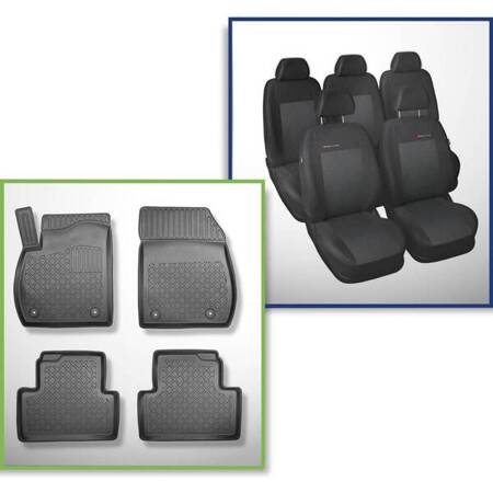 Conjunto: tapetes TPE + capas feitas sob medida para Opel Zafira C Tourer (5-lugares) Minivan (01.2012-07.2019) - Elegance P-3 - 5 ou 7 lugares; sem terceira fileira