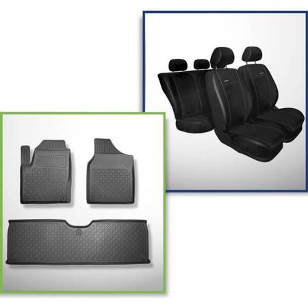 Conjunto: tapetes TPE + capas feitas sob medida para Seat Alhambra Van (1996-08.2010) - Premium - 5 ou 7 lugares; sem terceira fileira