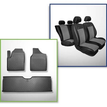 Conjunto: tapetes TPE + capas feitas sob medida para Seat Alhambra Van (1996-08.2010) - Premium - 5 ou 7 lugares; sem terceira fileira