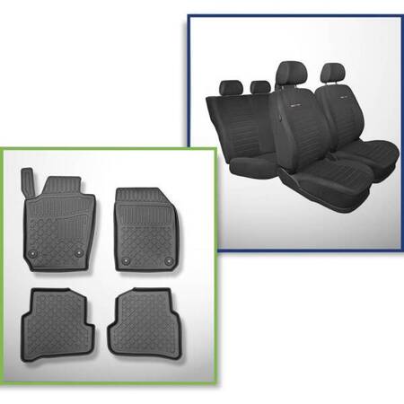 Conjunto: tapetes TPE + capas feitas sob medida para Skoda Fabia III Combo (01.2015-2021) - Elegance P-4 - segunda fileira - apoio bipartido