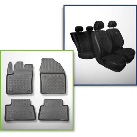 Conjunto: tapetes TPE + capas feitas sob medida para Toyota C-HR SUV (01.2017-....) - Premium - também com tração híbrida