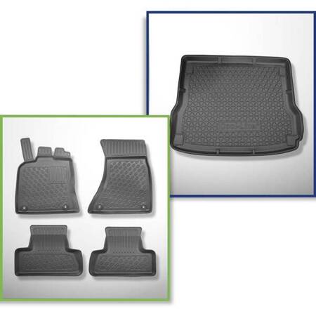 Conjunto: tapetes TPE + protetor de porta-malas para Audi Q5 I 8R SUV (11.2008-12.2016) - Aristar - Cool liner - não para 2.0 TFSI Hybrid