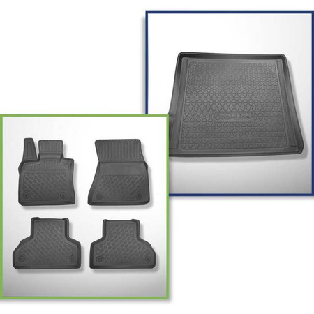 Conjunto: tapetes TPE + protetor de porta-malas para BMW X5 E70 SAV (04.2007-09.2013) - Aristar - Cool liner - 5/7 lugares; terceira fileira inclinada