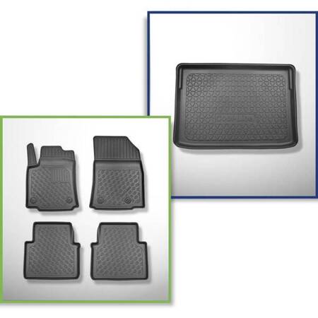 Conjunto: tapetes TPE + protetor de porta-malas para Citroen C3 Aircross II SUV (11.2017-....) - Aristar - Cool liner - parte inferior do porta-malas; modelos com base móvel de porta-malas (Flex Floor)