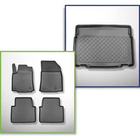 Conjunto: tapetes TPE + protetor de porta-malas para Citroen C3 Aircross SUV (11.2017-....) - Aristar - Guardliner - parte inferior do porta-malas; base móvel na posição mais baixa ou sem base móvel; assentos reclináveis e deslizante traseiros