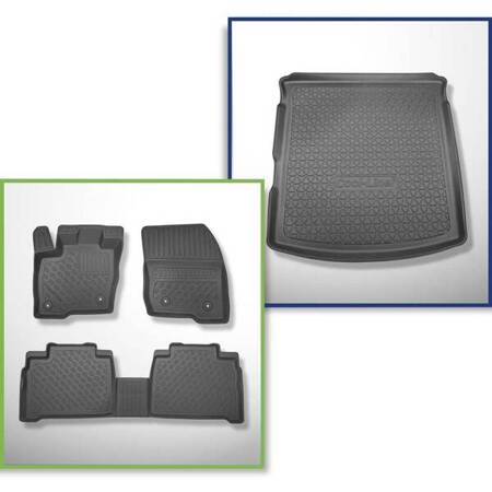 Conjunto: tapetes TPE + protetor de porta-malas para Ford S-Max II Minivan (09.2015-....) - Aristar - Cool liner - 5 lugares; também para híbridos; sem terceira fileira