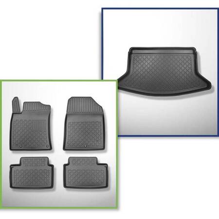 Conjunto: tapetes TPE + protetor de porta-malas para Hyundai i30 III Hatchback (02.2017-....) - Aristar - Guardliner - parte inferior do porta-malas; sem bandeja de porta-malas de dois andares, não para i30 N, parte da área de carga esquerda pode ser remo