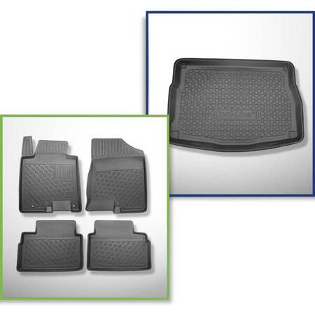 Conjunto: tapetes TPE + protetor de porta-malas para Kia Ceed II Hatchback (05.2012-05.2018) - Aristar - Cool liner - parte inferior do porta-malas (com compartimento)