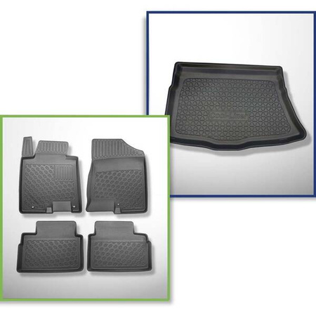 Conjunto: tapetes TPE + protetor de porta-malas para Kia Ceed II Hatchback (05.2012-05.2018) - Aristar - Cool liner - parte inferior do porta-malas (sem compartimento)