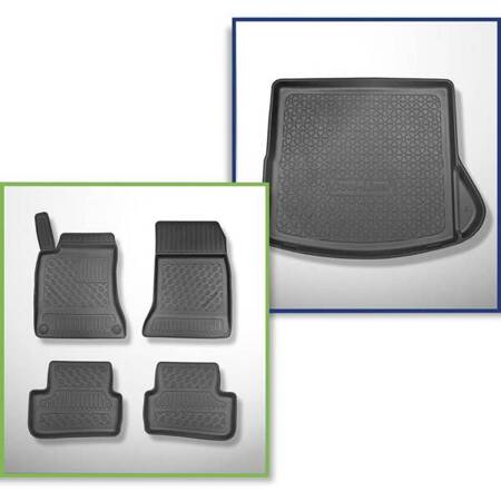 Conjunto: tapetes TPE + protetor de porta-malas para Mercedes-Benz CLA C117 Shooting Brake (01.2015-08.2019) - Aristar - Cool liner - compartimento direito removível em modelos com rede lateral