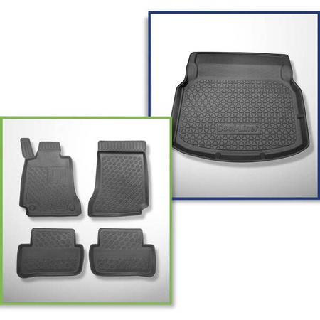 Conjunto: tapetes TPE + protetor de porta-malas para Mercedes-Benz Classe C W204 Limuzyna (04.2007-02.2014) - Aristar - Cool liner - assentos reclináveis traseiros; sem compartimento esquerdo e direito