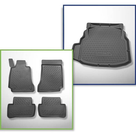 Conjunto: tapetes TPE + protetor de porta-malas para Mercedes-Benz Classe C W204 Limuzyna (04.2007-02.2014) - Aristar - Cool liner - bancos traseiros não reclináveis