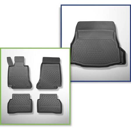 Conjunto: tapetes TPE + protetor de porta-malas para Mercedes-Benz Classe C W205 Coupé (01.2016-11.2020) - Aristar - Cool liner - o compartimento direito pode ser removido