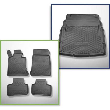 Conjunto: tapetes TPE + protetor de porta-malas para Mercedes-Benz Classe E W212 Limuzyna (03.2009-03.2016) - Aristar - Cool liner - sem cavidades; área do porta-malas sobe nos assentos traseiros