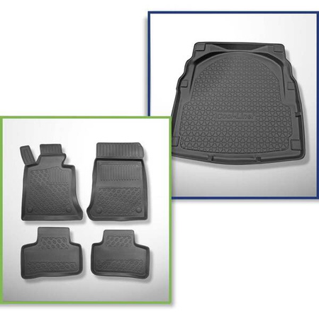 Conjunto: tapetes TPE + protetor de porta-malas para Mercedes-Benz Classe E W212 Limuzyna (03.2009-03.2016) - Aristar - Cool liner - sem cavidades; superfície plana