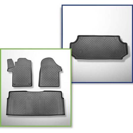 Conjunto: tapetes TPE + protetor de porta-malas para Mercedes-Benz Vito W447 VAN (10.2014-....) - Aristar - Guardliner - versão longa (distância entre eixos 3.200 mm; comprimento do carro 5.140 mm); todas as versões de equipamentos; sem terceira fileira