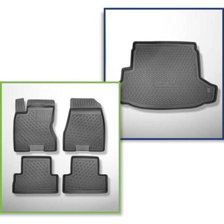 Conjunto: tapetes TPE + protetor de porta-malas para Nissan X-Trail II T31 SUV (06.2007-07.2014) - Aristar - Cool liner - parte inferior do porta-malas