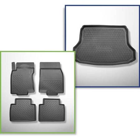 Conjunto: tapetes TPE + protetor de porta-malas para Nissan X-Trail III T32 SUV (08.2014-08.2017) - Aristar - Cool liner - 5 lugares; parte inferior do porta-malas (na base móvel); sem terceira fileira