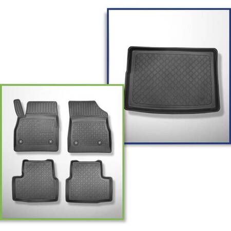 Conjunto: tapetes TPE + protetor de porta-malas para Opel Astra K Hatchback (11.2015-....) - Aristar - Guardliner - parte inferior do porta-malas; com roda sobressalente provisória