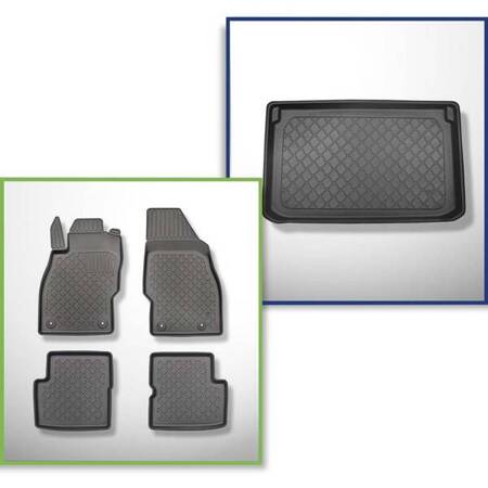 Conjunto: tapetes TPE + protetor de porta-malas para Opel Corsa V Hatchback (12.2014-05.2019) - Aristar - Guardliner - parte inferior do porta-malas (limiar de carga plana)