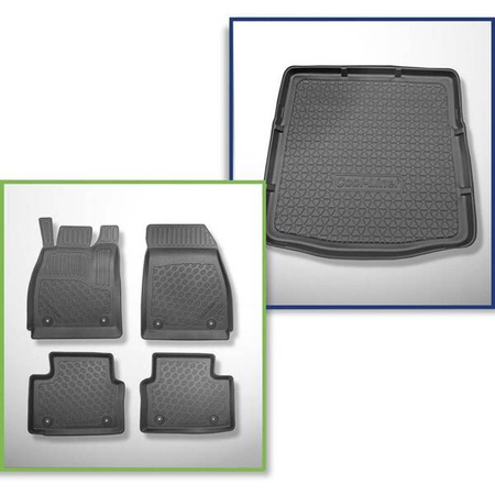 Conjunto: tapetes TPE + protetor de porta-malas para Opel Insignia A Liftback, Sedan (2008-05.2017) - Aristar - Cool liner - porta-malas plano com roda sobressalente completa e/ou sistema Infiniti (subwoofer)