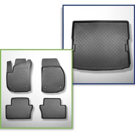 Conjunto: tapetes TPE + protetor de porta-malas para Opel Zafira B Minivan (05.2005-2014) - Aristar - Guardliner - 7 lugares; terceira fileira inclinada