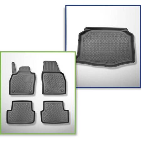 Conjunto: tapetes TPE + protetor de porta-malas para Seat Ibiza V 6F Hatchback (06.2017-....) - Aristar - Cool liner - parte inferior do porta-malas; modelos sem base móvel de porta-malas