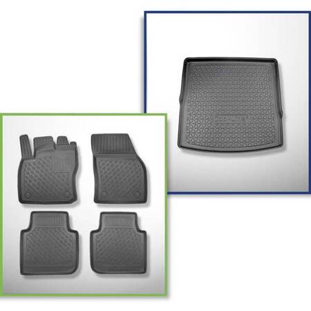 Conjunto: tapetes TPE + protetor de porta-malas para Seat Tarraco SUV (10.2018-....) - Aristar - Cool liner - 5 lugares para a parte superior do porta-malas; modelos com base móvel de porta-malas / 7 lugares; 3 fileira reclinada