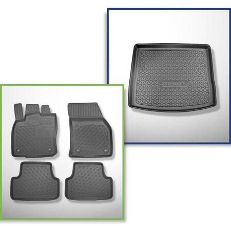 Conjunto: tapetes TPE + protetor de porta-malas para Skoda Karoq SUV (11.2017-....) - Aristar - Cool liner - parte inferior do porta-malas; com roda sobressalente completa; base móvel na posição mais alta