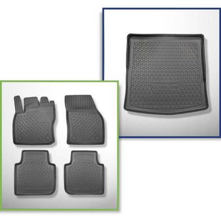 Conjunto: tapetes TPE + protetor de porta-malas para Skoda Kodiaq SUV (03.2017-....) - Aristar - Cool liner - 5 lugares; parte inferior do porta-malas sem base móvel / parte superior do porta-malas na base móvel na posição superior; sem terceira fileira