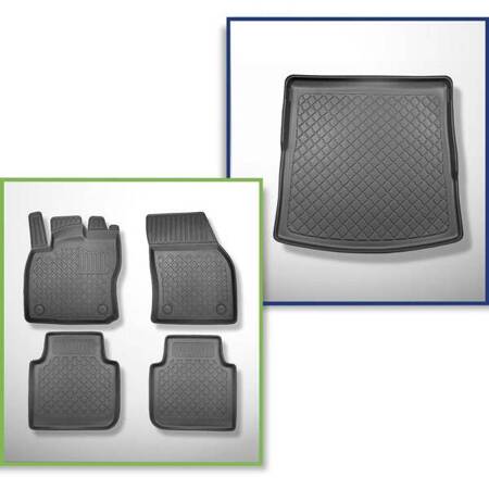 Conjunto: tapetes TPE + protetor de porta-malas para Skoda Kodiaq SUV (03.2017-....) - Aristar - Guardliner - 5 lugares; parte inferior do porta-malas sem base móvel / parte superior do porta-malas na base móvel na posição superior; sem terceira fileira