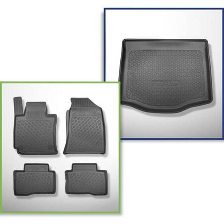 Conjunto: tapetes TPE + protetor de porta-malas para Ssangyong XLV SUV (08.2016-09.2019) - Aristar - Cool liner - parte inferior do porta-malas (com base multifuncional)