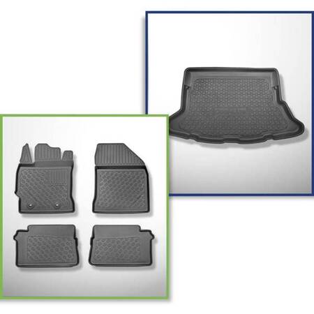 Conjunto: tapetes TPE + protetor de porta-malas para Toyota Auris II Hatchback (01.2013-12.2018) - Aristar - Cool liner - sem base dupla no porta-malas, também com tração híbrida