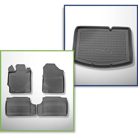 Conjunto: tapetes TPE + protetor de porta-malas para Toyota Yaris III Hatchback (09.2011-08.2020) - Aristar - Cool liner - parte inferior do porta-malas