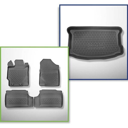 Conjunto: tapetes TPE + protetor de porta-malas para Toyota Yaris III Hatchback (09.2011-08.2020) - Aristar - Cool liner - parte inferior do porta-malas; também para híbridos