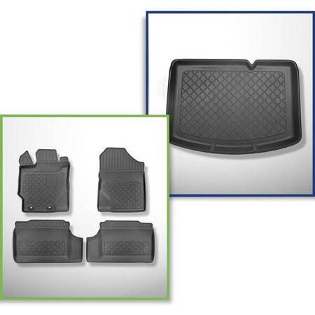 Conjunto: tapetes TPE + protetor de porta-malas para Toyota Yaris III Hatchback (09.2011-08.2020) - Aristar - Guardliner - parte inferior do porta-malas