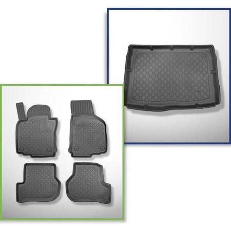 Conjunto: tapetes TPE + protetor de porta-malas para Volkswagen Golf V Hatchback (10.2003-2008) - Aristar - Guardliner - com roda sobressalente completa e/ou 4WD (4 Motion)