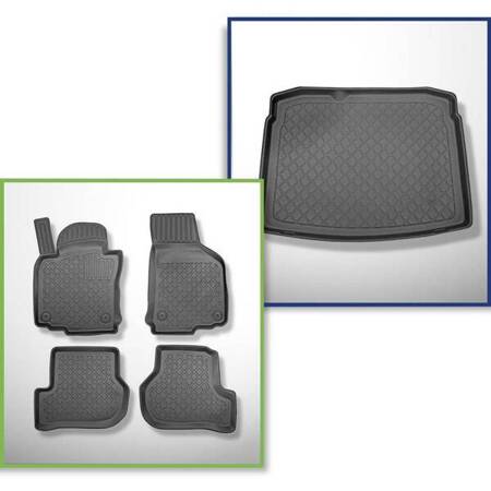 Conjunto: tapetes TPE + protetor de porta-malas para Volkswagen Golf V Hatchback (10.2003-2008) - Aristar - Guardliner - com roda sobressalente provisória ou conjunto de reparação