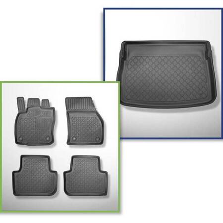 Conjunto: tapetes TPE + protetor de porta-malas para Volkswagen Golf VII Minivan (05.2014-12.2020) - Aristar - Guardliner - para a parte inferior e superior do porta-malas