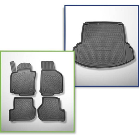 Conjunto: tapetes TPE + protetor de porta-malas para Volkswagen Jetta 1K Sedan (08.2005-2011) - Aristar - Cool liner - com compartimento direito e esquerdo