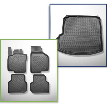 Conjunto: tapetes TPE + protetor de porta-malas para Volkswagen Jetta NCS Sedan (01.2011-01.2018) - Aristar - Cool liner - sem compartimento direito