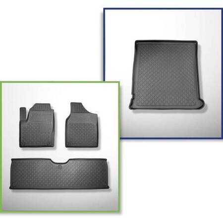 Conjunto: tapetes TPE + protetor de porta-malas para Volkswagen Sharan I VAN (1995-08.2010) - Aristar - Guardliner - 5/7 lugares; terceira fileira de assentos removidos