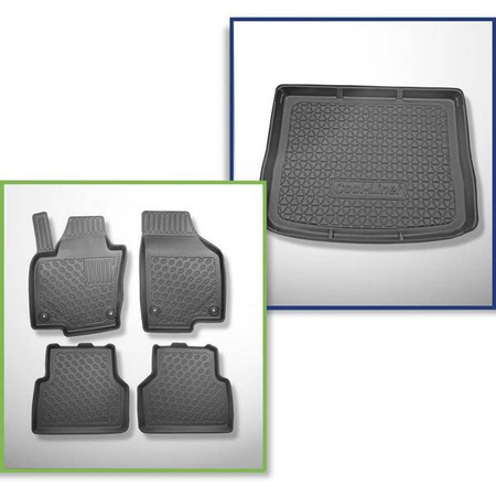 Conjunto: tapetes TPE + protetor de porta-malas para Volkswagen Tiguan I SUV (07.2007-04.2016) - Aristar - Cool liner - parte inferior do porta-malas (limiar de carga plana)