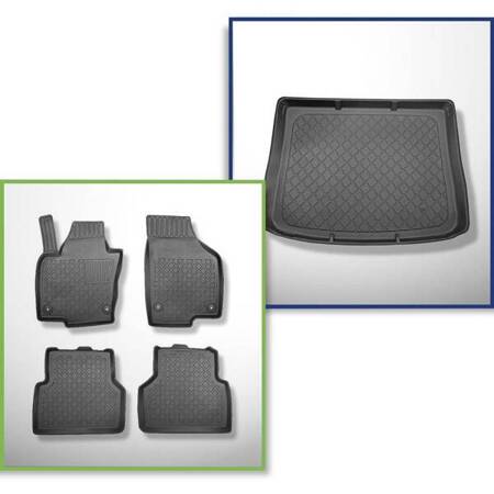 Conjunto: tapetes TPE + protetor de porta-malas para Volkswagen Tiguan I SUV (07.2007-04.2016) - Aristar - Guardliner - parte inferior do porta-malas (limiar de carga plana)